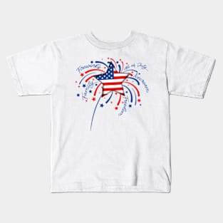 Firework 4th of July Patriotic American Flag Kids Kids T-Shirt